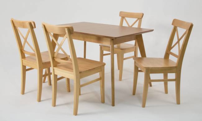 Стол Сканди 120 натур со стульями Ингольф натур Стол Сканди 120 натур со стульями Ингольф натур