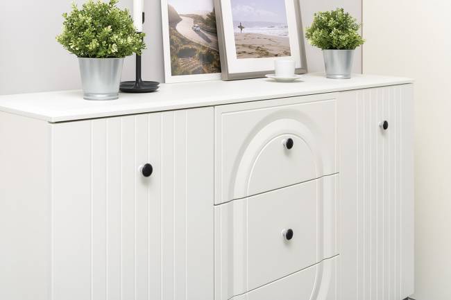 Комод с сервантом Валенсия цвет белый шагрень