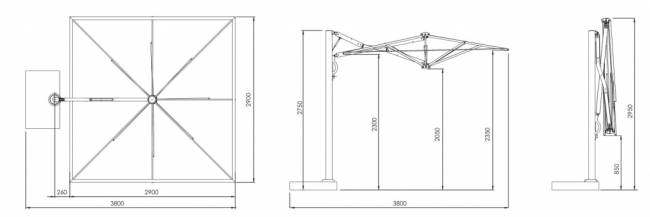 Зонт профессиональный 2.9х2.9 м Astro Timber имитация ироко, черный 2900х2900 мм Зонт профессиональный 2.9х2.9 м Astro Timber имитация ироко, черный 2900х2900 мм