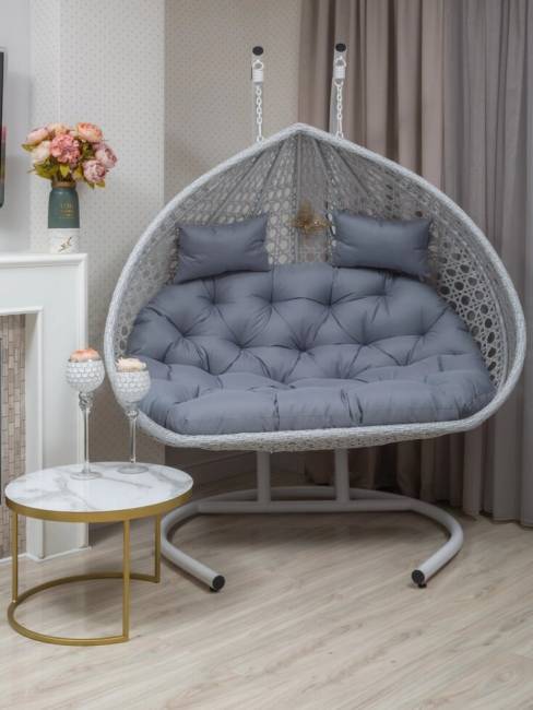 Подвесное двухместное кресло из искусственного ротанга "FRESCO GRANDE", белый Подвесное двухместное кресло из искусственного ротанга "FRESCO GRANDE", белый