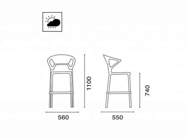 Кресло пластиковое барное Ego-K Bar сатинированный алюминий, черный матовый, прозрачный 560х550х1100 мм Кресло пластиковое барное Ego-K Bar сатинированный алюминий, черный матовый, прозрачный 560х550х1100 мм