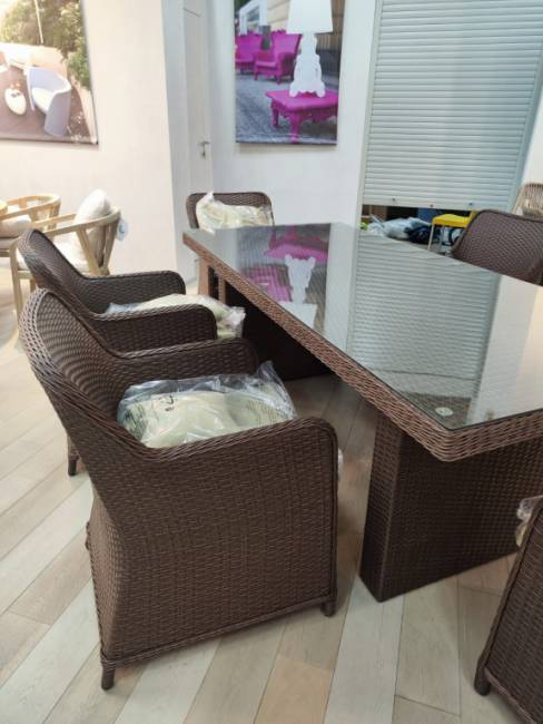 Комплект обеденной плетеной мебели Barcelona светло-коричневый, бежевый Комплект обеденной плетеной мебели Barcelona светло-коричневый, бежевый