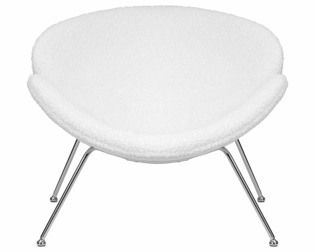 Кресло дизайнерское DOBRIN EMILY, белый (букле) ткань , хромированная сталь