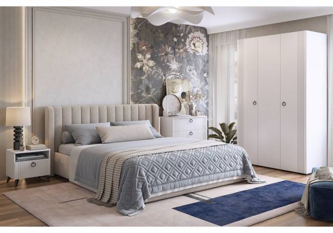 Комод Ева белое дерево / белый матовый