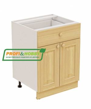 Тумба 2 двери 1 ящик 600х530х720 + фасад сосна без покраски