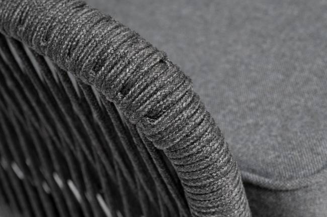 "Канны" диван модульный плетеный из роупа, каркас алюминий темно-серый (RAL7024), роуп темно-серый круглый, ткань темно-серая "Канны" диван модульный плетеный из роупа, каркас алюминий темно-серый (RAL7024), роуп темно-серый круглый, ткань темно-серая