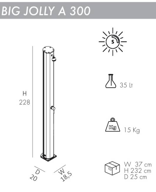 Душ солнечный Big Jolly A 300 200х185х2280 мм Душ солнечный Big Jolly A 300 200х185х2280 мм