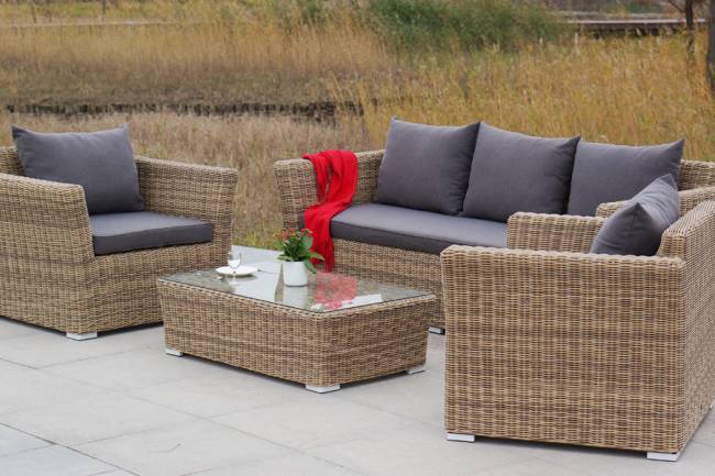 "Капучино" лаунж-зона из искусственного ротанга, цвет соломенный "Капучино" лаунж-зона из искусственного ротанга, цвет соломенный