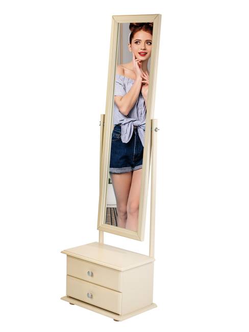 Зеркало с тумбой Селена слоновая кость 151 см х 46 см