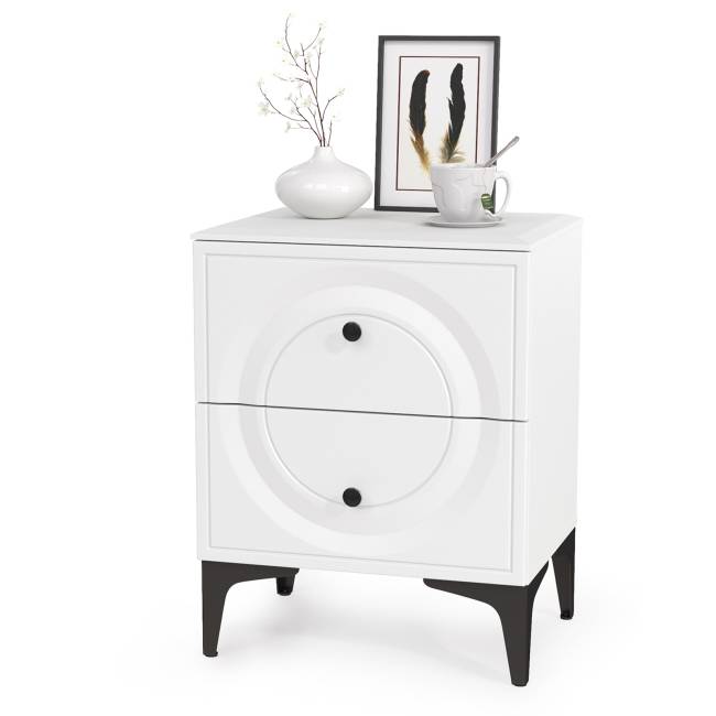 3-х дверный шкаф с кроватью на 1600 Валенсия и двумя тумбочками цвет белый шагрень