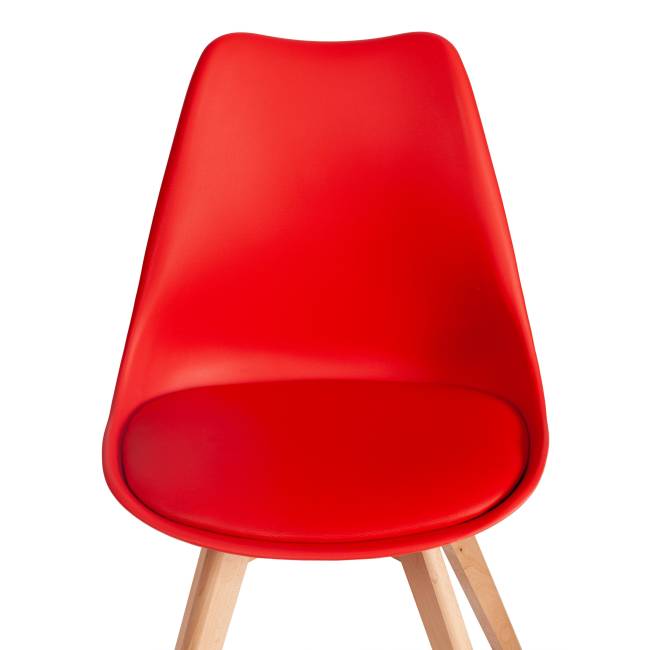 Стул TULIP (mod. 73-1) / 1 шт. в упаковке дерево/пластик/экокожа, 47,5x55x80 см, Красный (Red) красный дерево/пластик/экокожа
