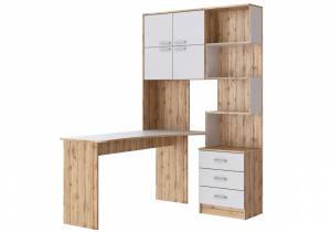 Компьютерный стол Ганор левый дуб вотан / белый