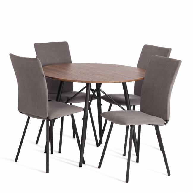 Стул обеденный La Rousse флок , серый/черный, 29, 49х50х93 серый флок