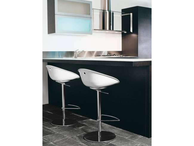 Кресло пластиковое барное Gliss белый 530х480x800-1060 мм Кресло пластиковое барное Gliss белый 530х480x800-1060 мм