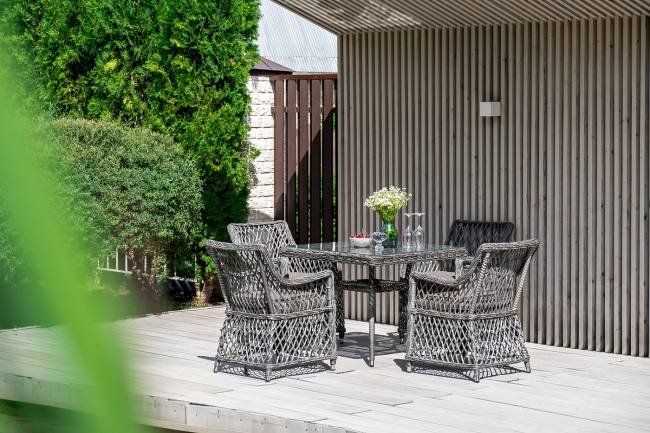 "Айриш" обеденная группа плетеная на 4 персоны, цвет графит "Айриш" обеденная группа плетеная на 4 персоны, цвет графит