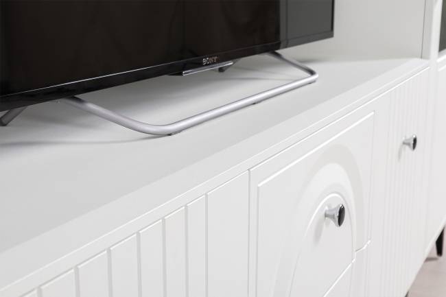 Два серванта и тумба под аппаратуру Валенсия цвет белый шагрень