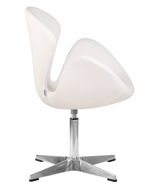 Кресло дизайнерское DOBRIN SWAN, белый кожзам P23, алюминиевое основание