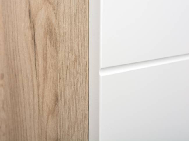 Прихожая Лайн 10.16 цвет дуб крафт серый/фасады МДФ белый глянец