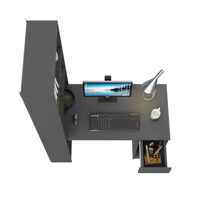 Стол компьютерный со шкафом комбинированным Лайт 10.01 цвет тёмно-серый