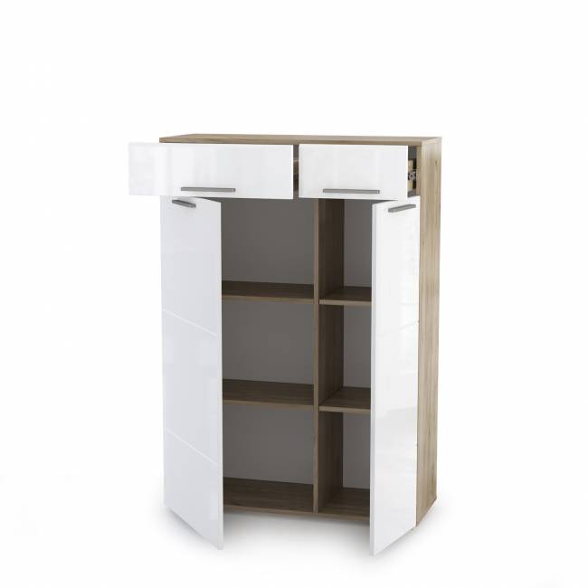 Комод Лайн 13.121 цвет дуб крафт серый/фасады МДФ белый глянец Комод Лайн 13.121 цвет дуб крафт серый/фасады МДФ белый глянец